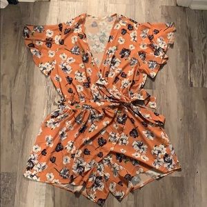 V-Neck Tied Waist Romper NEVER WORN